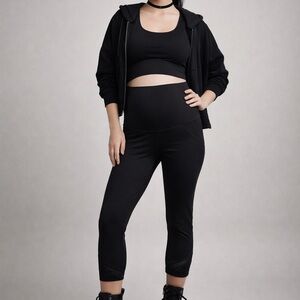 GAPFIT Maternity Black High-Rise Cropped Leggings XS | Athleisure Goth Moto